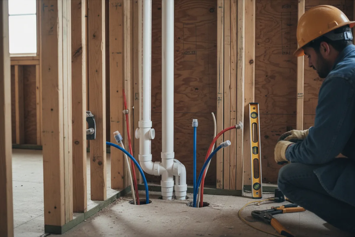 Drain and supply rough-in during Sump Pump Repair in Oroville